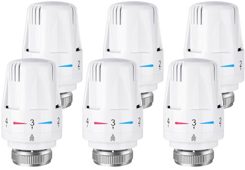 Flintronic 6 Stück Thermostat Heizung, M30 x 1.5 Heizkörperthermostat, Thermostatventilkopf, Thermostatkopf Heizkörperventil, Standardheizkör, Heizkörper Ersatzkopf, für Büro Zuhause