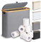 efluky 30L Toilet Roll Storage with Lid, Toilet Paper Basket, Bamboo Multifunctional Storage Basket Toilet Roll Basket for up to 9-12 Rolls, Perfect for Tight Spaces, Grey