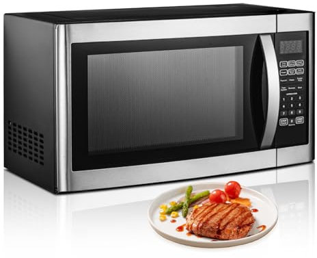 Smad Forno a Microonde con Grill, 42L, 1100W, Grill 1400W, 6 Programmi Automatici, 10 Livelli di Potenza, Scongelamento, Forno a Microonde Combinato, Nero