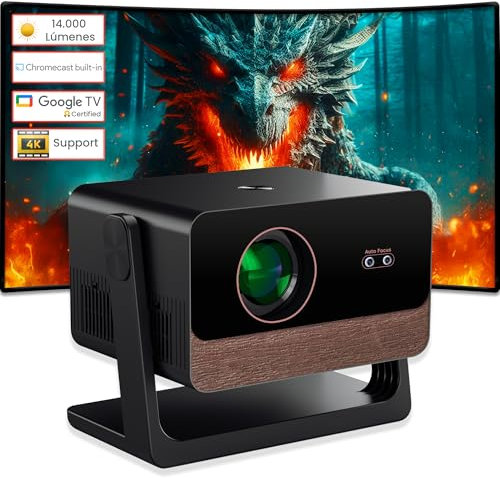 4K-Projektor, Luximagen GTV1000, GoogleTV zertifiziert für Net-Flix, PrimeVideo, D+, M+, MAX, You-Tube, Free Style, Heimkino, 14.000 Lumen, 450 ANSI, Auto Keystone, Keystone 4D, Zoom, WIFI6