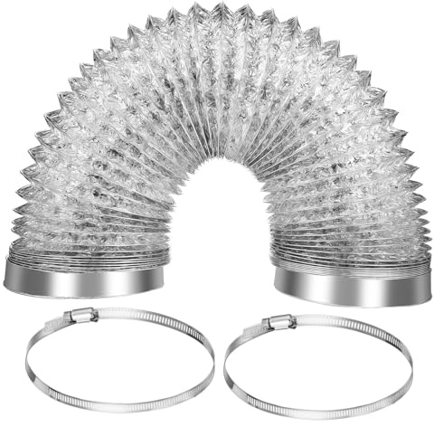 GARVALON Trocknerschlauch Aus Aluminiumfolie Flexibler Trockner-abluftschlauch Mit Bändern Und Klemmen Für Trockner Küchen Und Heizöfen