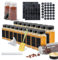 HENGMEI Gewürzgläser Eckig Set 24er Gewürzdosen Set 120ml Spice Gewürzdosen Gewürzbehälter Gewürzstreuer mit Trichter, Leeren Aufklebern, Reinigungsbürste, Sieben, Schwarz Aluminiumdeckel