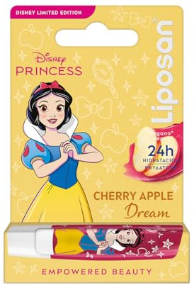 LIPOSAN Cherry Shine Edición Limitada Disney Princesa Blancanieves (1x 4,8 g), bálsamo labial para niños con 24 h de hidratación, bálsamo con color a cereza para unos labios suaves y bonitos
