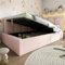 Seyakany canapé lit 90x200 cm, lit Coffre de Repos avec Espace de Rangement hydraulique, avec sommier à Lattes métalliques, Velours, Rose, sans Matelas