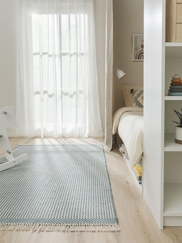 benuta Lytte Kinderteppich Bruno - Blau 90x130 cm - Baumwolle - Rechteckig - Pflegeleicht für Kinderzimmer