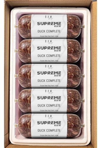 RAW DIRECT Supreme Raw Frozen BARF Dog Food - 454g Rolls - Variety Flavours – Box of 10, 20, 30 Rolls - Premium Natural Barf Diet - High-Protein, Grain-Free & Nutrient-Rich (10, DUCK COMPLETE)