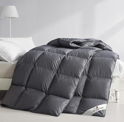 Homyrium Daunendecke 155x220 Ganzjahres Bettdecke 155x220 Daunen 4 Jahreszeiten Bettdecken Daunenbettdecke Federbetten, Füllgewicht: 1400gr Oeko-TEX und RDS Zertifiziert, Grau