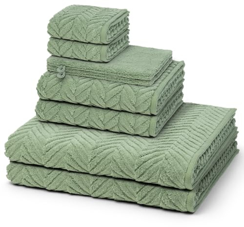 Ross - 8 teiliges Frottier-Set - Sensual Skin - Zopf-Muster (2 X Wasch- 2 X Gäste- 2 X Dusch- 2 X Handtuch im Set) - 500 g/m2 - Baumwolle - Walkfrottee - saugstark - weich und flauschig - Piniengrün