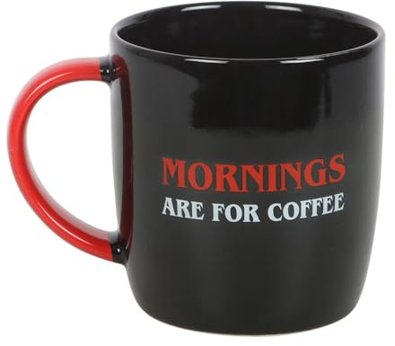 Something Different Wholesale Mornings are for Coffee Mug | Bold Black Red & White Design | 350ml Capacity | Microwave & Dishwasher Safe | Fun Gift for Coffee Lovers | Adventure Ready Mug