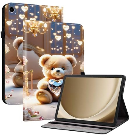 Coque pour Samsung Galaxy Tab A9+ / A9 Plus 11 Pouces 2023, Housse Étui à Rabat de Protection avec Fonction Support, Porte-Pencil, Veille/Réveil Automatique, Ours Cristallin