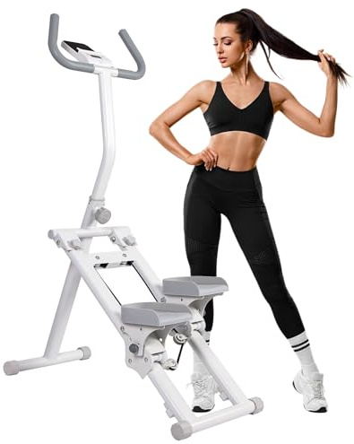 LEAFIA Stair Stepper für Zuhause, Vertikale Klettermaschine Stairmaster für Ganzkörper-Workouts, Faltbares Kompaktes Aerobic Klettergerät Crosstrainer mit LCD-Display, Verstellbare Lenker & Pedale