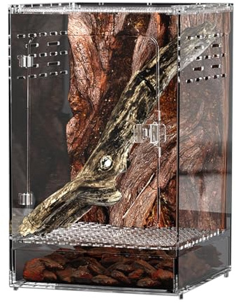 Fenayuu Springspinnen Terrarium - Acryl Belüftetes Spinnenterrarium - Transparentes Käfer Habitat,Für Eidechsen Geckos Gottesanbeterinnen Skorpione Käfer Krebse Schlangen Schildkröten