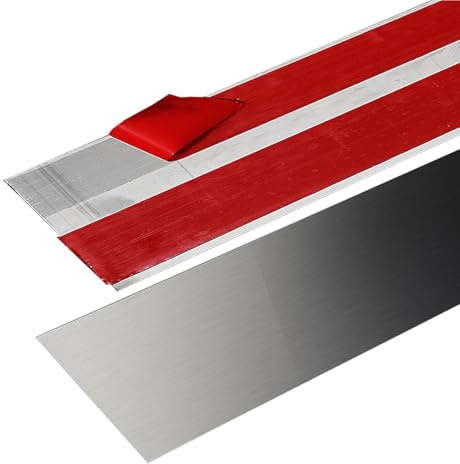 YIXANNX Placa de protección autoadhesiva para una fácil instalación en islas de cocina, armarios, placa protección acero inoxidable, tornillos y zócalo, A, 10 x 260 cm