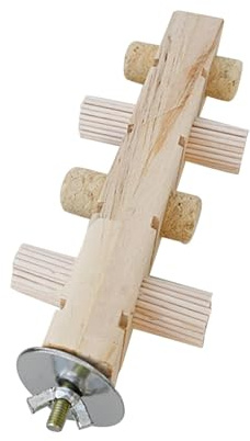 Ｚｉａｌｏｆｉ Holzspielzeug für Vögel, Korkspielständer, Interaktionsspielzeug für Papageien, Unlackiert