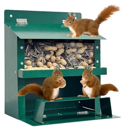 Eichhörnchen-Picknicktisch – winterfeste Futterstation – Hinterhofbewohner | Naturbeobachtungsfutter, wetterfestes Holzhaus für Vögel, Enten, Tami
