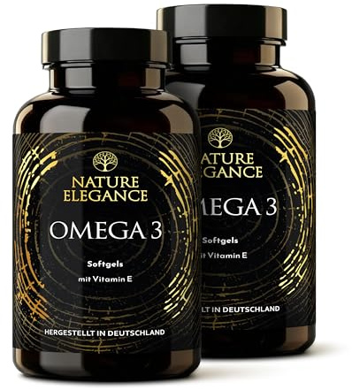 NATURE ELEGANCE Omega 3 Kapseln Hochdosiert mit Vitamin E - 120 Softgels mit 2000mg Fischöl pro Tagesdosis - Leicht schluckbare Fischöl Kapseln aus nachhaltigem Fischfang (Omega 3 | 240 Kapseln)