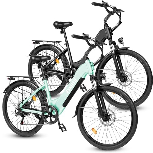 ESKUTE C202 E-Bike 26 Zoll, 48V 17,5Ah Akku, 250W Motor, 110 km Reichweite, 7-Gang-Schaltung, LCD-Display, 25 km/h City Trekking E-Bike