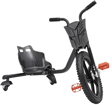 Drift Scooter, Drift Trike für Kinder, Laufräder, Pedalo für Kinder, Pedal Go Kart mit verstellbarem Sitz, 80kg Tragkraft, stoßdämpfender Technologie & Anti-Rutsch-Pedalen, für Kinders ab 6 Jahren
