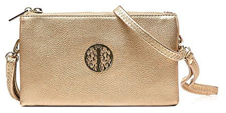 Women's Long & Son Small Clutch, Wristlet, Shoulder ,Cross-Body Bags (Gold)