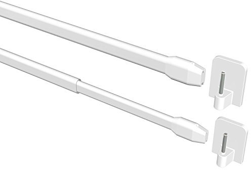 Flairdeco Barre de vitrage de Crochet Autocollant Ovale, Longueur 80–140 cm (Lot de 4), métal, Blanc, 80 x 1.8 x 2,5 cm, 4 unités de