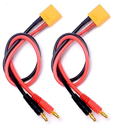 2 Pack XT90 Connector Charging Cable to 4mm Banana Plugs Adapter Charger Wire 30cm 11.8inch Lipo Battery Charge Lead for FPV RC Power Supply Helicopter Quadcopter