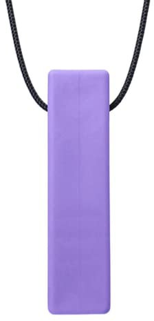 ARK® Kauhalskette in verschiedenen Stärken mit einstellbarer Abreißleine und ATC Pflegeanleitung - Sensory Halskette, Beißblock, Kauen, Zahnen, Autismus Block glatt extrafest lavendel