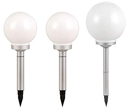 etc-shop 3x LED Solar Steck Lampen Kugel Garten Leuchten Terrassen Außen Strahler Durchmesser 2x 15 cm, 1x 10 cm