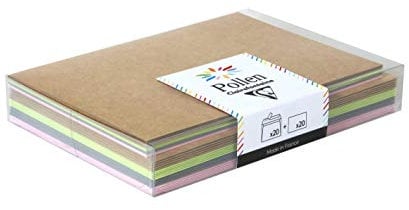 Clairefontaine 20901C - Coffret de 20 Enveloppes Auto-Adhésives, Format C6 (11,4x16,2cm) + 20 Cartes Simples, Format 11x15,5cm - Correspondance Pollen - Thème Nature - 4 Couleurs Différents