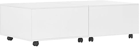 vidaXL Couchtisch Ausziehbar mit 1 Innenfach Rädern Wohnzimmertisch Beistelltisch Kaffeetisch Sofatisch Ausziehtisch Tisch Hochglanz Weiß 120×60×35cm