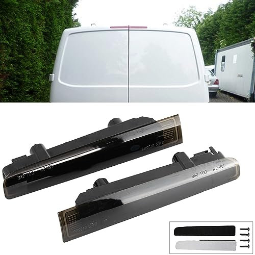 AUTOXBERT Paar (links & Rechts) Der Hinteren Dritten Bremsleuchte Für 2003-up VW Transporter T5 T6 Scheunentür Hohes Niveau Bremslicht-Ersatz, Schwarz Linse