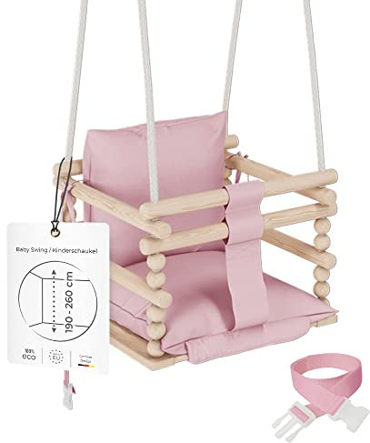 MAMOI® Babyschaukel, Schaukel Indoor, Holzschaukel für Baby und Kinder, Kinderschaukel, Schaukeln aus Holz, Kleinkinderschaukel für kinderzimmer und türrahmen, 3 in 1