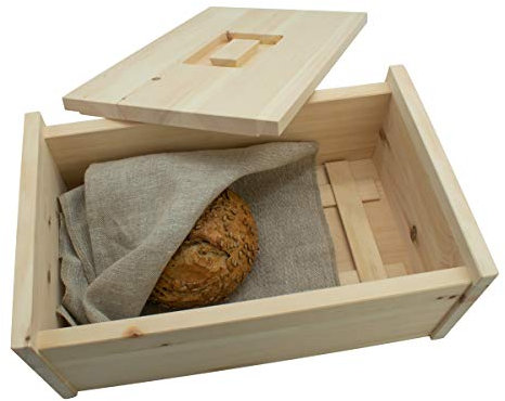 4betterdays.com NATURlich leben! Hochwertige Brotdose aus massivem Zirbenholz - 42x26x16 cm - Brotkasten mit abnehmbarem Deckel inkl. Gitter & Bäckerleinen - Handarbeit aus Österreich