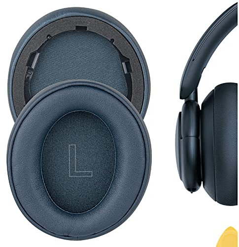 Geekria QuickFit Protein Leather Replacement Ear Pads for Anker Soundcore Life Q30, Soundcore by Anker Life Q35 Headphones Earpads, Headset Ear Cushion Repair Parts (Obsidian Blue)