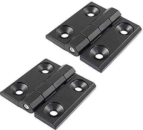 YZSZ 2 Stücke Türscharnier aus Zinklegierung Türangeln Scharniere Stabile Scharnier Metall schwarz struktur matt 60*60*6mm Stabilität für Garten Boot oder Maschinenbau