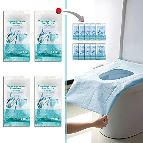 40 Stück Toilettenauflage Einweg/Einweg Toilettensitzauflage,Wasserdichte Biologisch Abbaubarer Einweg-Toilettenbezüge im Taschenformat für Erwachsene und Kinder,Ideal für Reisen,öffentliche Toiletten