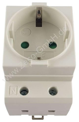 SchellCount Steckdose Schuko für Hutschiene 16A 230V 2P+E grau - Einbausteckdose für Verteilereinbau Schaltschrank Zählerschrank Schutzkontaktsteckdose für 35mm DIN Trägerschienenmontage Hutschiene