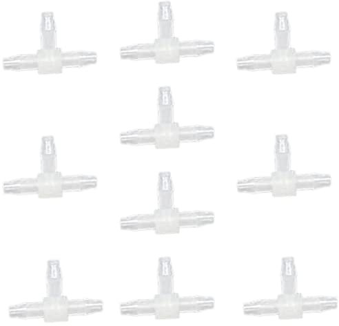 Unifizz T - manguera de piezas iguales accesorios de tubo, conector de tubo de manguera de plástico de 3,2 mm para enfriar riego riego, transparente, 10 piezas