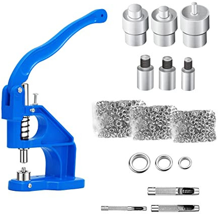 Inncen 1500 ojales prensador de ojales, prensador de remaches manual con 3 matrices de 6/10/12 mm y 3 agujeros para ojales, remaches, textiles y cortinas de piel