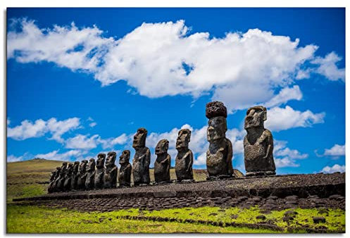 Moai Osterinsel Rapa Nui Vorfahren Wandkunst Leinwanddruck Poster für Zuhause Set mit 1 Dekorationen ungerahmt 30,5 x 20,3 cm