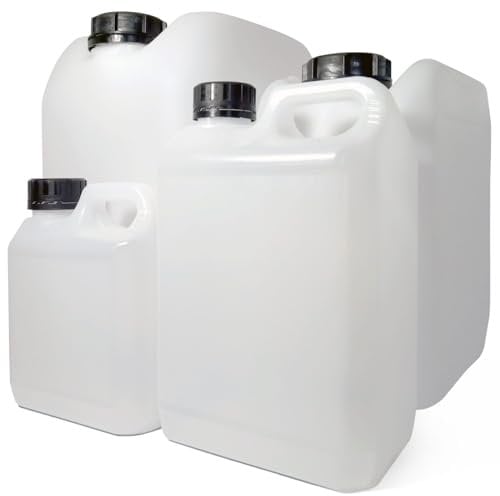 Elixir Gardens Food-Grade Clear Plastic Water Tanks/Liquid Storage Container Bottles (Fuel & Oil Jerry Cans) Optional Spray Head & Hose Attachment | 1-10 Litre Sizes | 5L x 1
