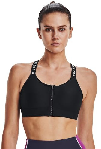 Under Armour Womens Sport Bras Women's Ua Infinity High Zip Sports Bra, Black, 1373860-001, LG