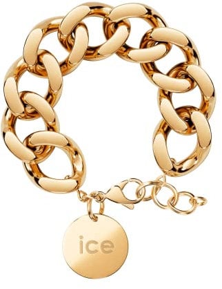 ICE Jewellery - Chain Bracelet - Gold - Kettenarmband mit XL-Maschen für Frauen, geschlossen mit einer goldenen Medaille (021191)