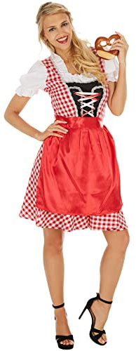 dressforfun 950024 Frauenkostüm Dirndl Wiesn MADL, tailliert geschnittenes, kurzes Dirndl in traditioneller Optik, Schnürung im vorderen Bereich