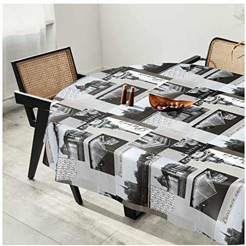 Wachstuchtischdecke Wachstuch Tischdecke abwaschbar Wachstischdecke Plastik-Tischdecken Glatt Oval 140x180cm Schnittkante Paris France