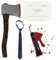 Costume psycho pour adultes - Hache sanglante + cravate bleue + carte de visite + faux sang - Déguisement d'Halloween pour adultes