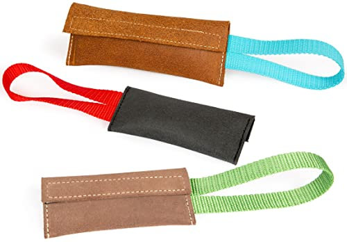 CopcoPet Futterdummy aus Leder – Robuster Futterbeutel & Trainingsdummy für Hunde ca. 15 x 6 cm, Cognac – Hundespielzeug zum Apportieren & für Hundetraining, Welpen & Erwachsene, befüllbar