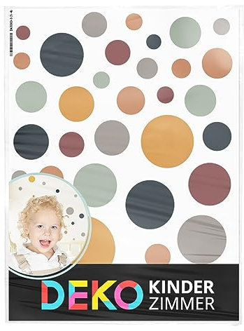 DEKO KINDERZIMMER 172 Wandtattoo Punkte Dots Wandsticker Kreise Pastell Farben Wandaufkleber Babyzimmer Sticker selbstklebend blau gelb Mint DK1125-12