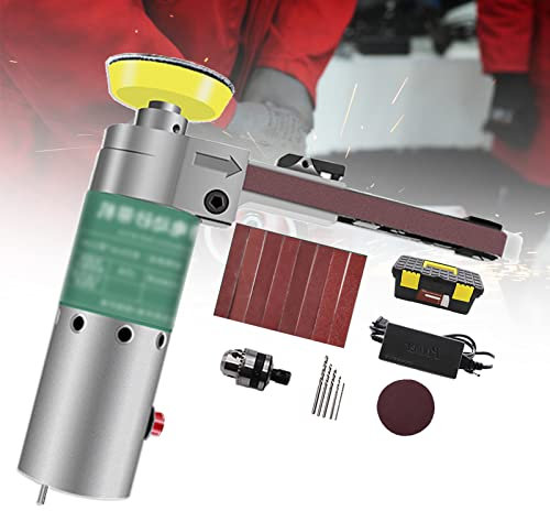JORAsa Präzisions-Bandschleifer, pneumatischer Bandschleifer, Motor aus reinem Kupfer, Kantenschärfer mit 9-teiligem Schleifband für Möbel, Holz, Glas, Metall (Größe: (Metallgehäuse))
