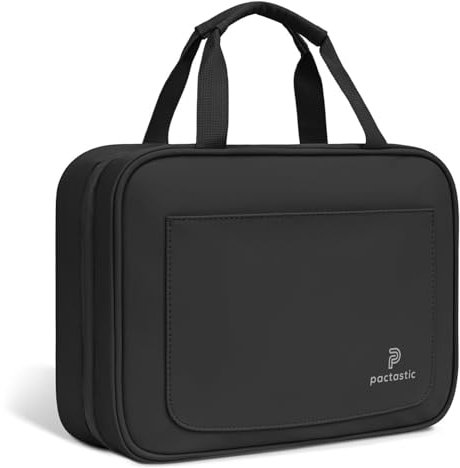 Pactastic aufhängbare Kosmetiktasche mit Tragehenkel | 640 gramm leichter Reise-Kulturbeutel für Pflegeprodukte mit 4 Reißverschlussfächern & wasserabweisendem Material | 33 x 10 x 24 cm