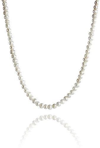 JVillion 100% Echte Süßwasserperlen Sommer Halskette 45-50cm verstellbare Länge Unisex Kette 5-6mm Perlen Größe Urlaub Accessoire